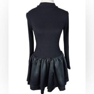 Micas Black Long Sleeve Dress with Satin Bubble Skirt Size S